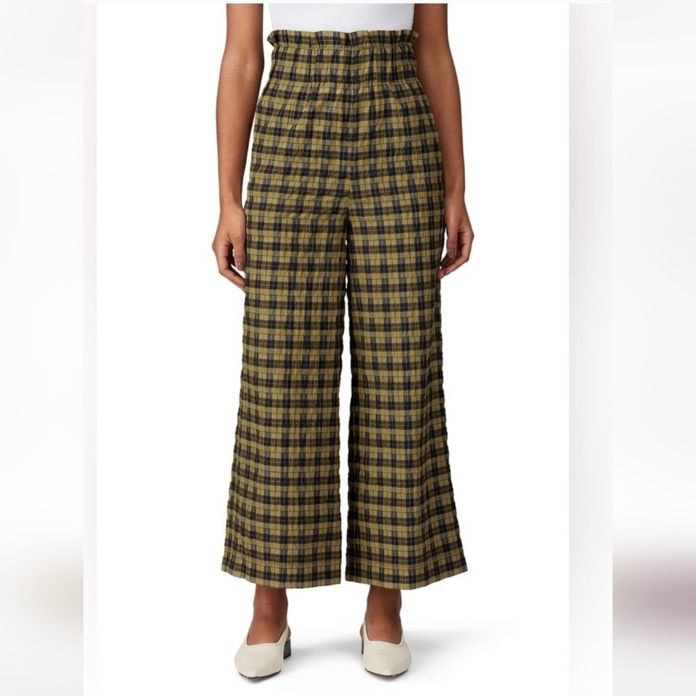 Ganni Plaid Print Wide Leg Pants Size 36